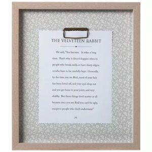The Velveteen Rabbit Excerpt Framed Wall Decor